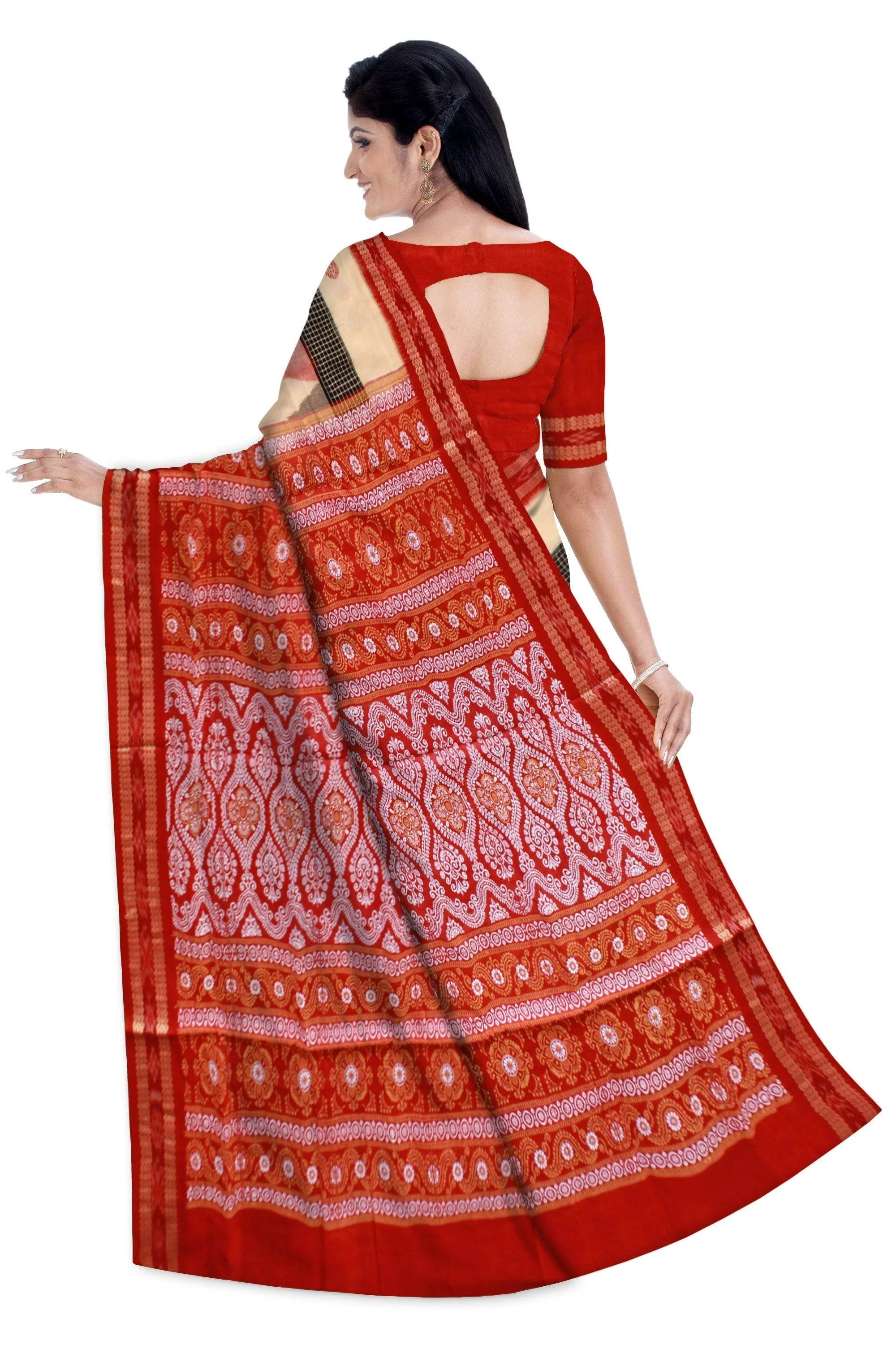 Matha color Bomkei saree with blouse piece. - Koshali Arts & Crafts Enterprise