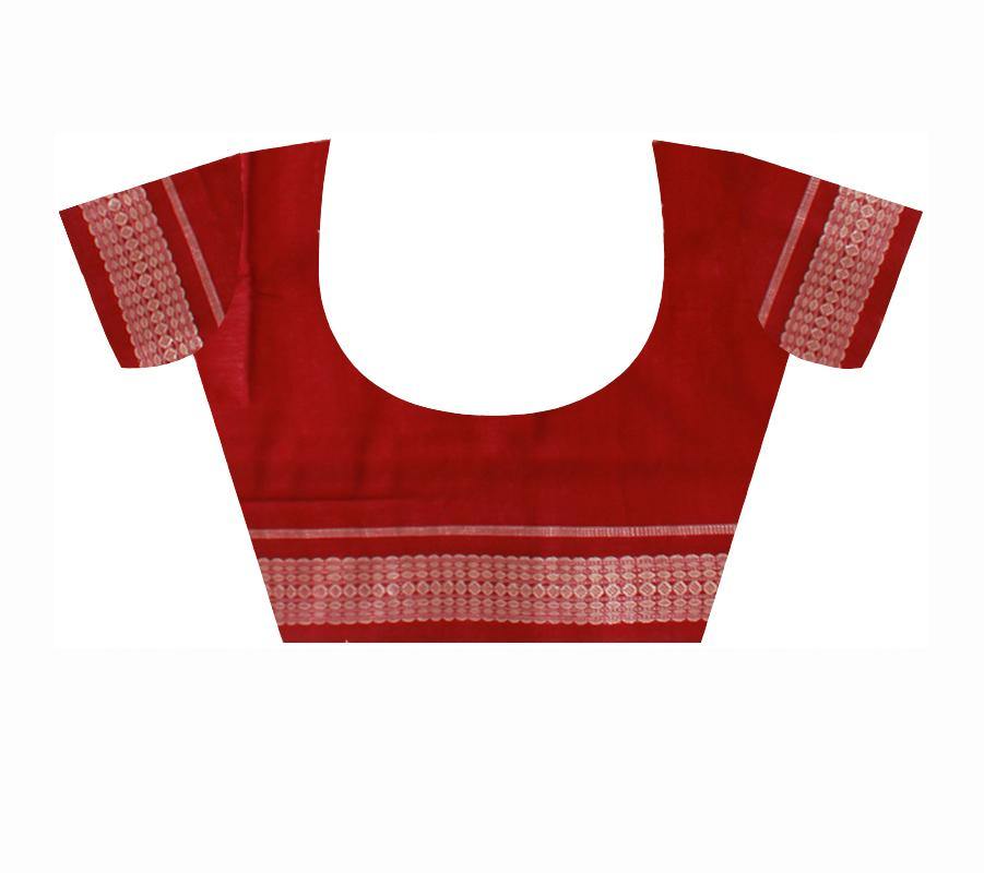 Baby pink color Bomkai flower print Sambalpuri cotton saree. - Koshali Arts & Crafts Enterprise