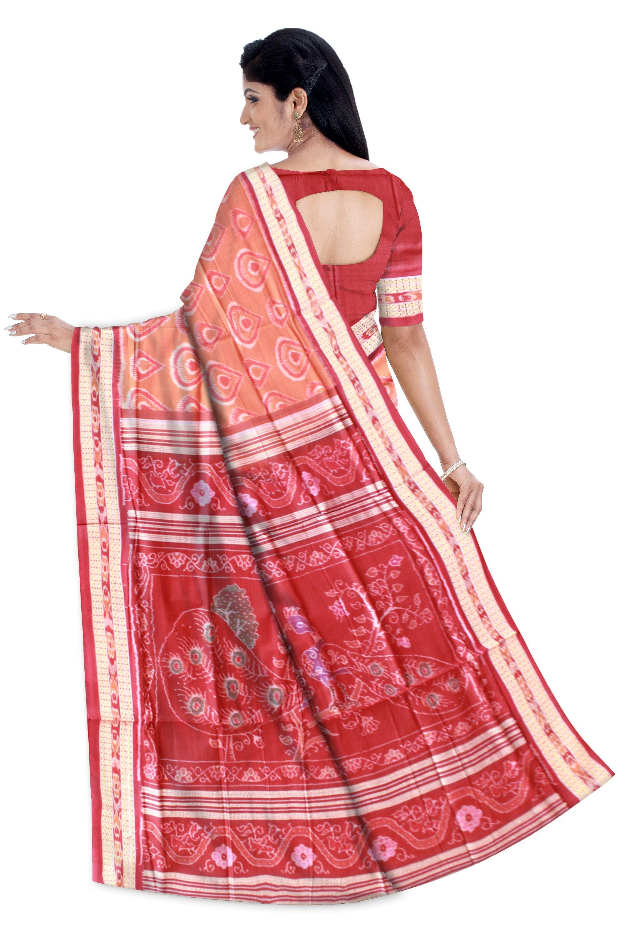 Latest design light brown Samablpuri cotton saree with blouse piece. - Koshali Arts & Crafts Enterprise