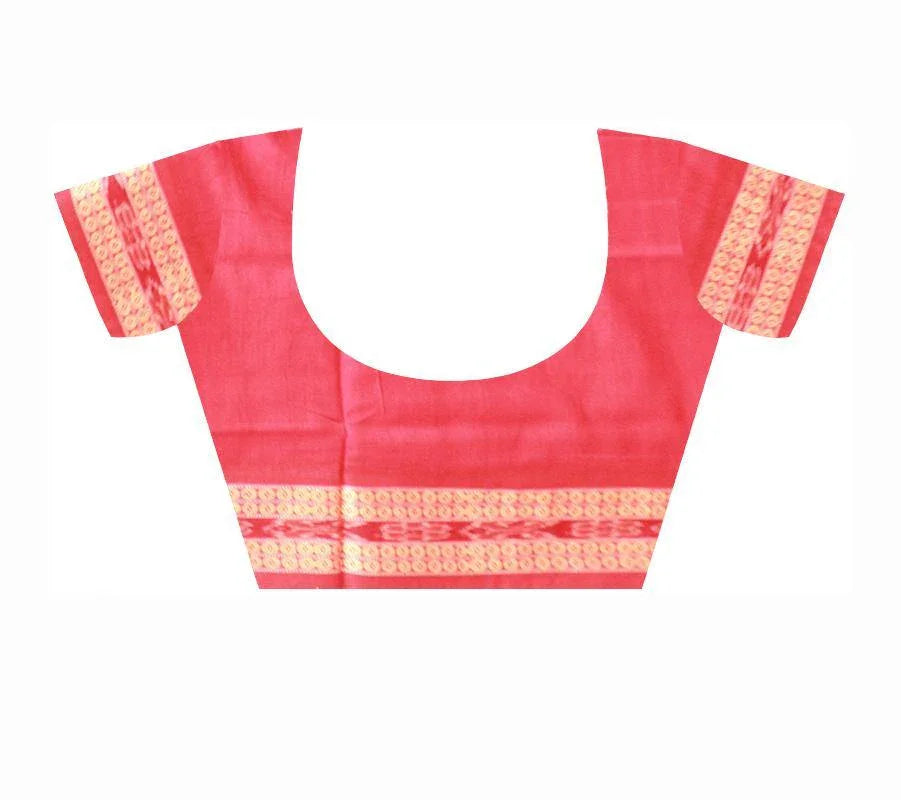 Box pattern brown and gray color Bomkei Sambalpuri cotton saree with blouse piece. - Koshali Arts & Crafts Enterprise