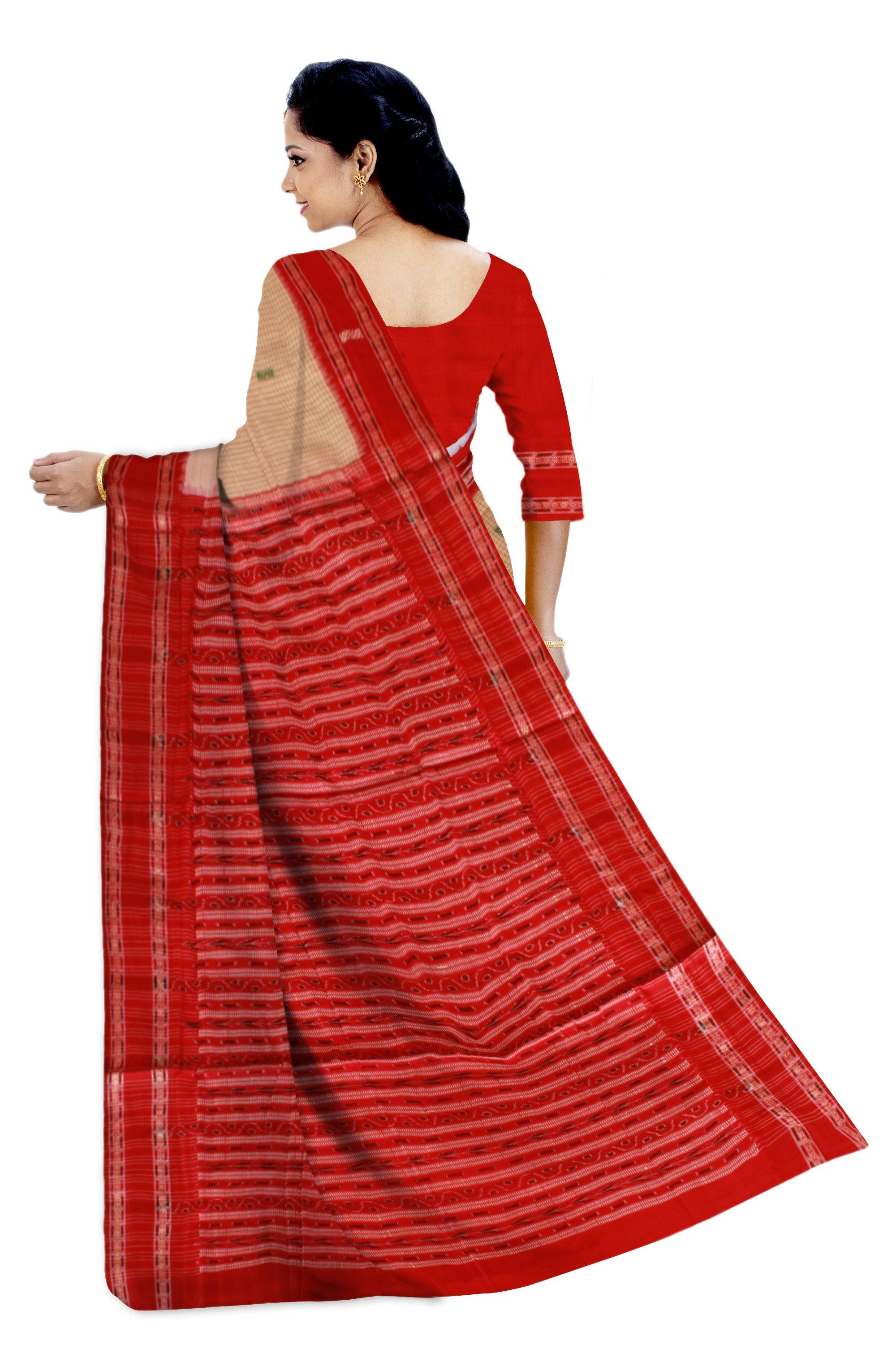 Sambalpuri bomkai saree in dual color with blouse piece. - Koshali Arts & Crafts Enterprise