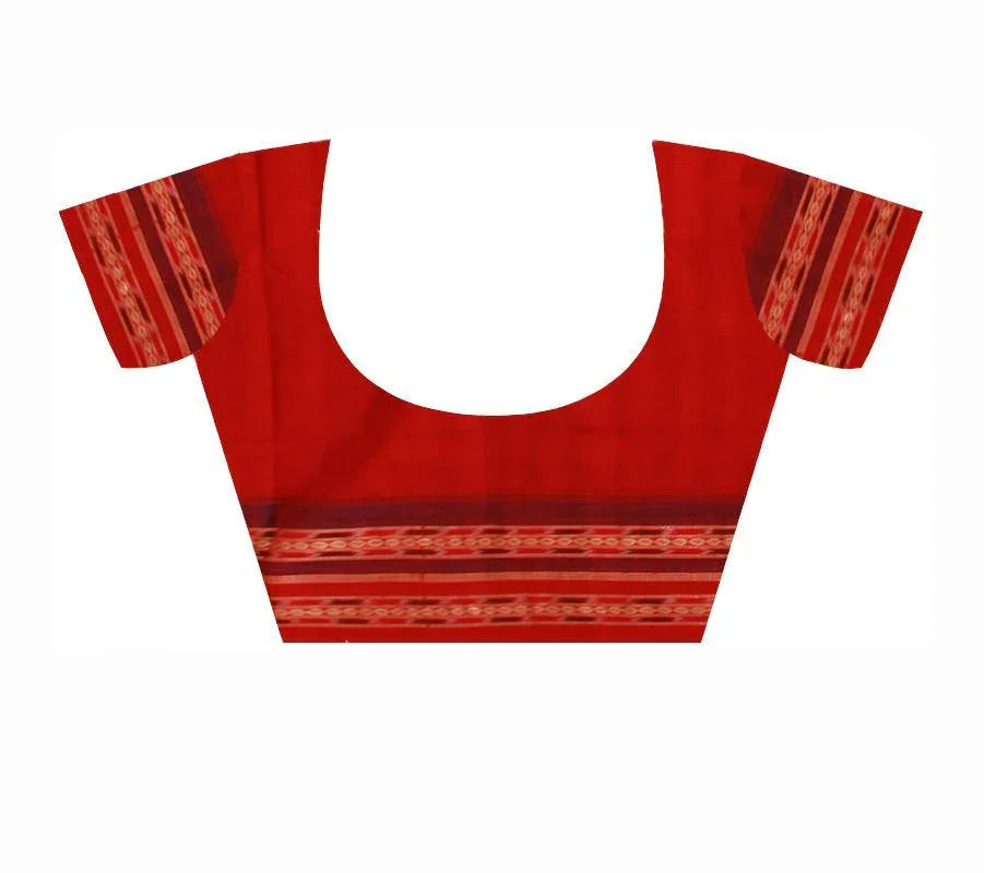 Baby Pink color flora print Sambalpuri cotton saree with blouse piece. - Koshali Arts & Crafts Enterprise