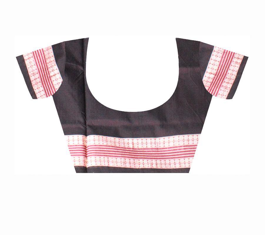 Latest design pink color Pata Bapta saree with Black lining with blouse piece, - Koshali Arts & Crafts Enterprise