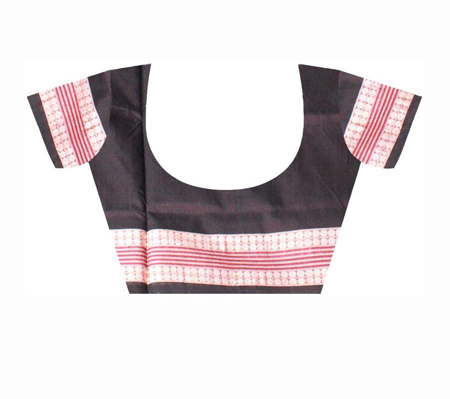 Latest design pink color Pata Bapta saree with Black lining with blouse piece, - Koshali Arts & Crafts Enterprise