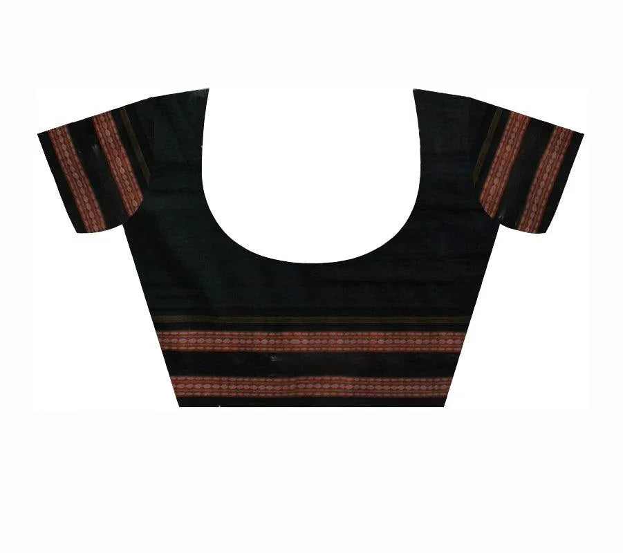 Sambalpuri Saree in Dark Green and Black Color Bada Pasapali design without blouse piece. - Koshali Arts & Crafts Enterprise