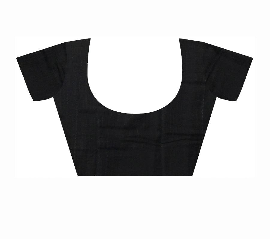 Pink and Black color Kumbha design Sambalpuri Cotton saree with blouse piece. - Koshali Arts & Crafts Enterprise