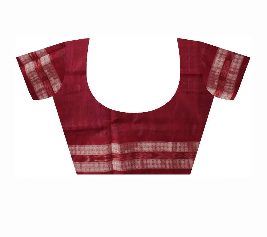 Booty pattern Sambalpuri Saree in Blue and Maroon Color Cotton saree with blouse piece . - Koshali Arts & Crafts Enterprise