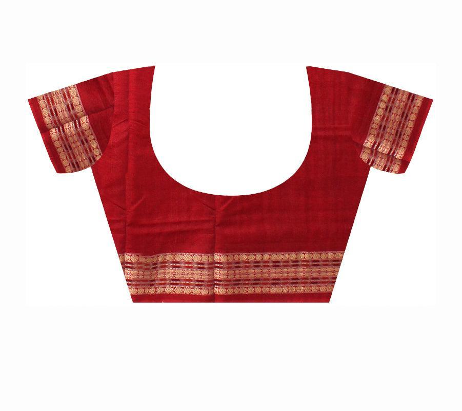 Red and Black colour booty design Sambalpuri cotton saree with blous piece. - Koshali Arts & Crafts Enterprise
