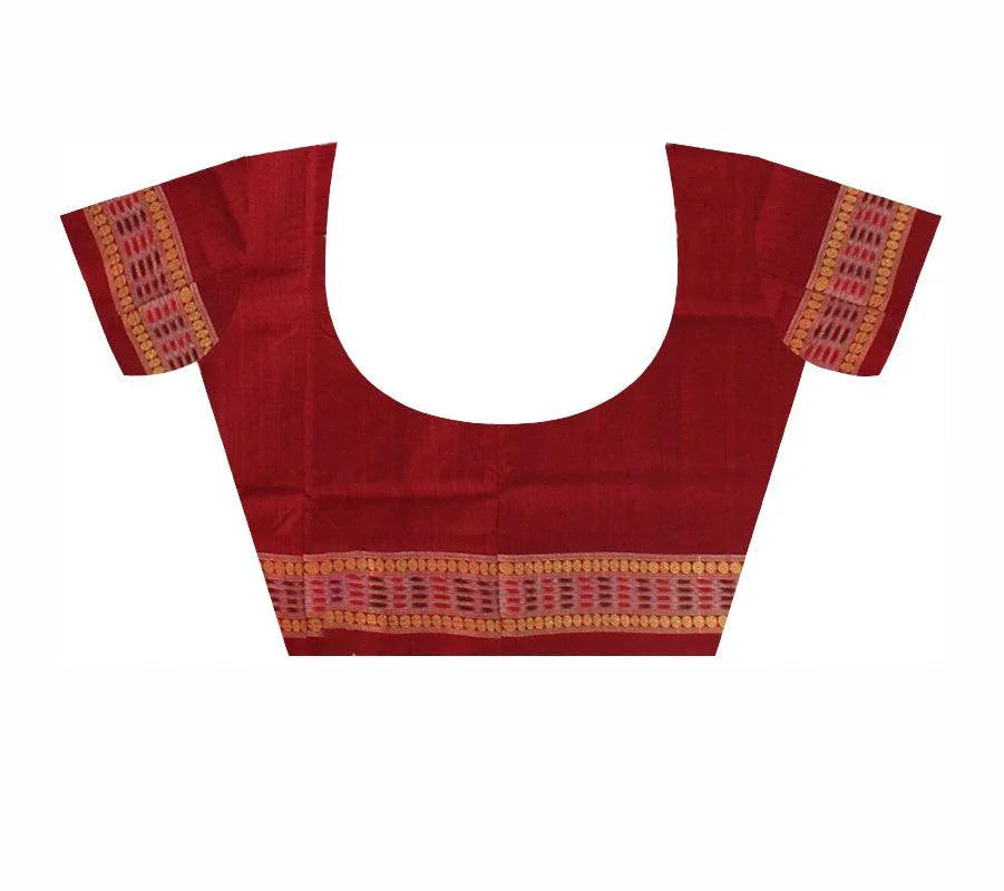 Latest design Sambalpuri Saree in Dark Green and Maroon Pallu with blouse piece. - Koshali Arts & Crafts Enterprise