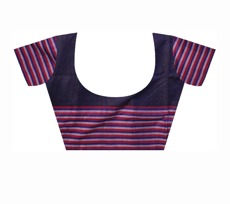 Baby Pink color Sambalpuri cotton saree in Plain design with blouse piece. - Koshali Arts & Crafts Enterprise