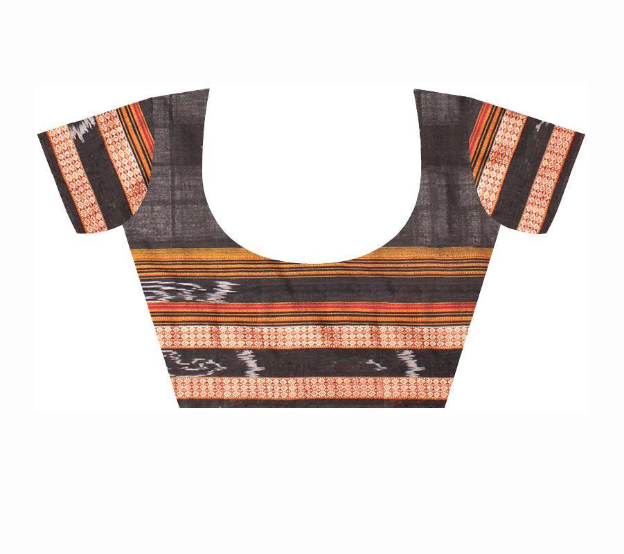 PasaPali design Black and White colour Sambalpuri cotton saree with out blouse piece. - Koshali Arts & Crafts Enterprise