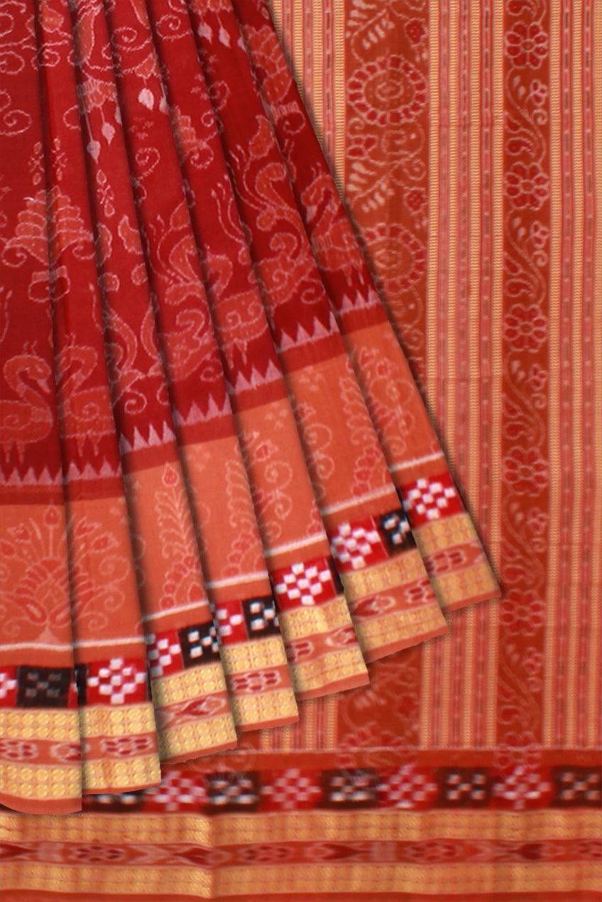 New design dhadi pasapali in brown colour Sambalpuri cotton saree with blouse piece. - Koshali Arts & Crafts Enterprise