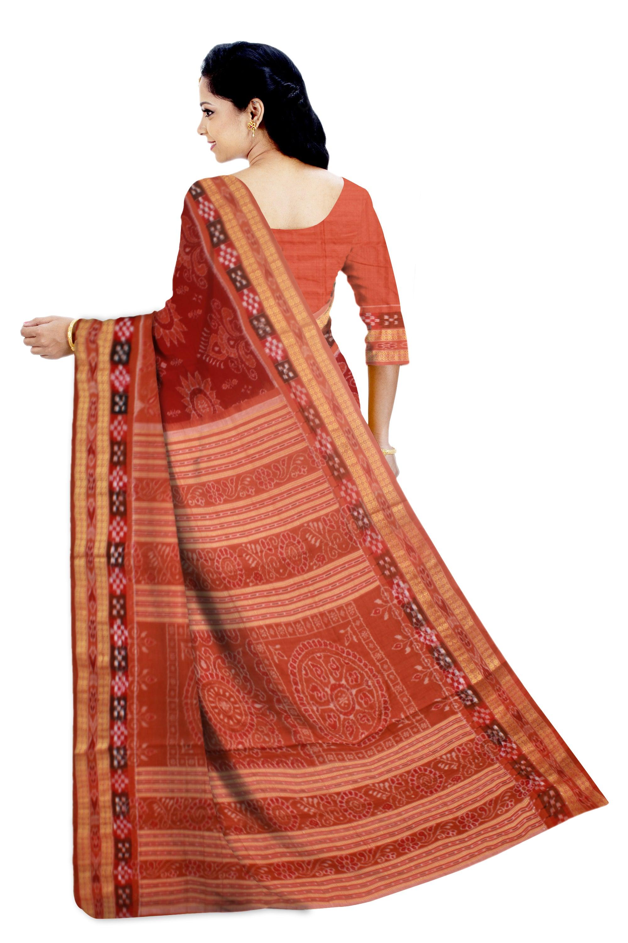 New design dhadi pasapali in brown colour Sambalpuri cotton saree with blouse piece. - Koshali Arts & Crafts Enterprise
