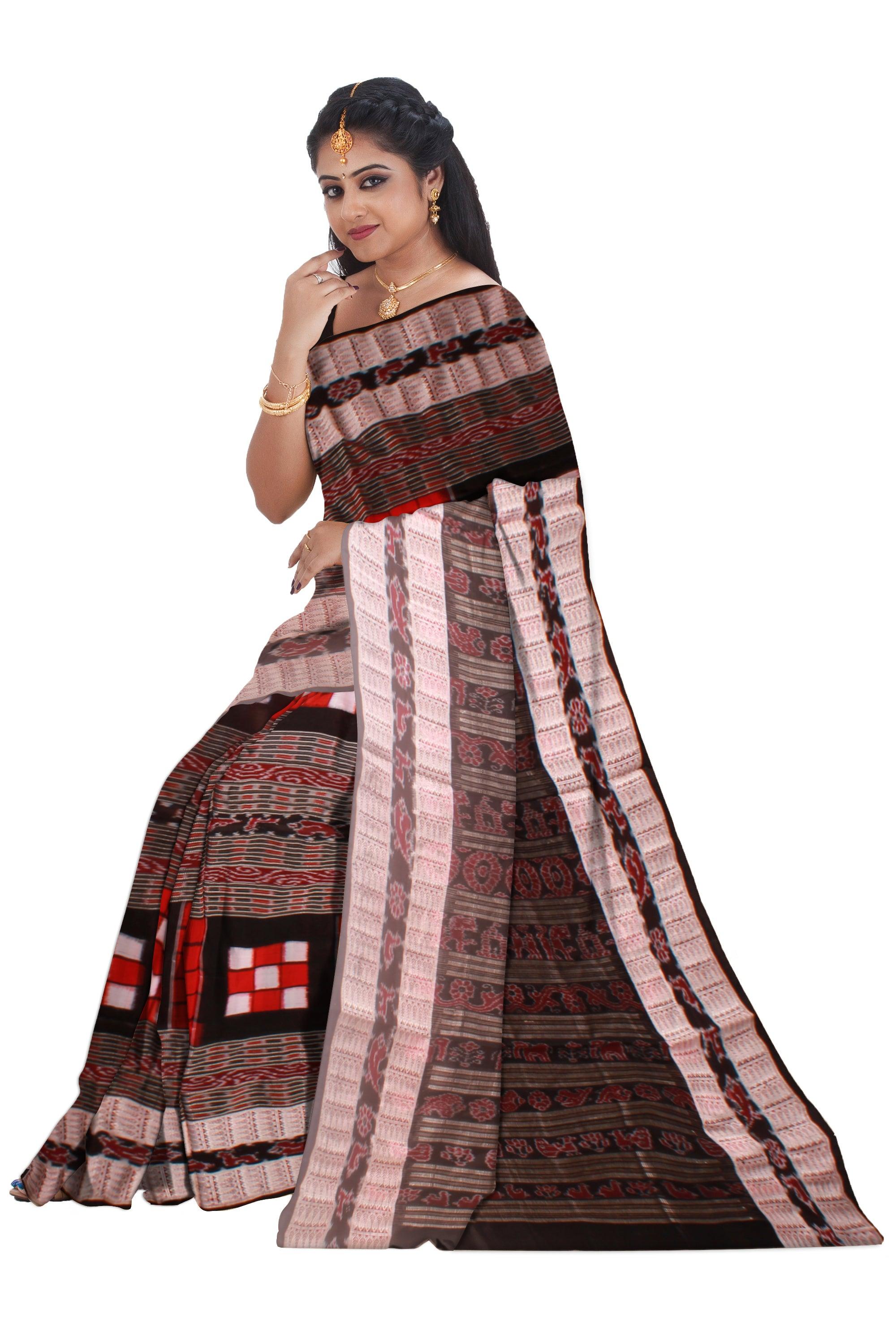 Sambalpuri Original silk Saree in Bichitrapuri Design with blouse piece. - Koshali Arts & Crafts Enterprise