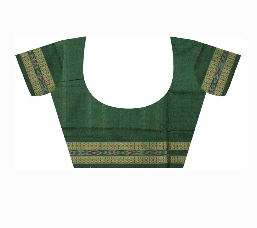 Paper Bandha Sambalpuri saree Bomkai Design in Green and Black Colour - Koshali Arts & Crafts Enterprise