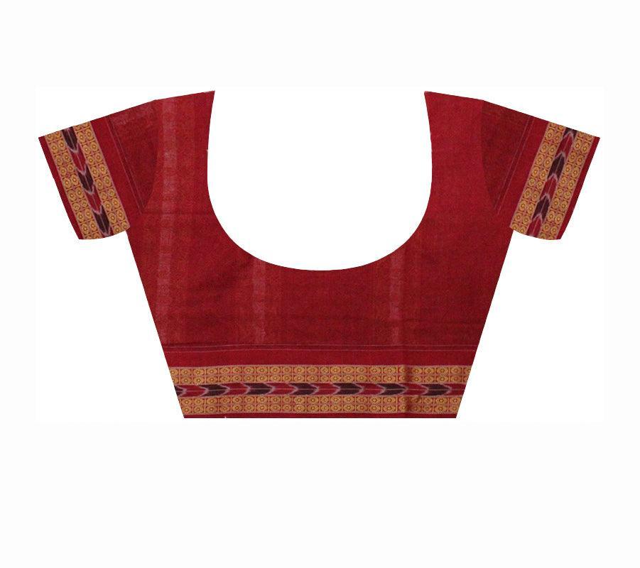 Sambalpuri cotton saree in Maroon and Black Color,with blouse piece. - Koshali Arts & Crafts Enterprise