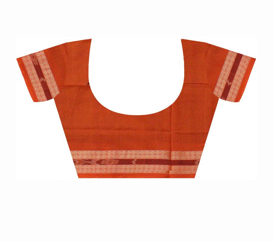 Traditional Ikat design Sambalpuri cotton saree in Coffee color. - Koshali Arts & Crafts Enterprise