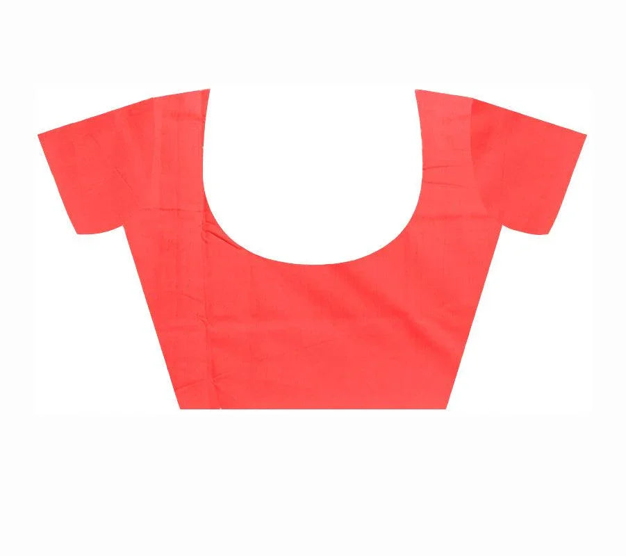 Sambalpuri Cotton Saree in leaves pattern in body in brown and red Color. - Koshali Arts & Crafts Enterprise