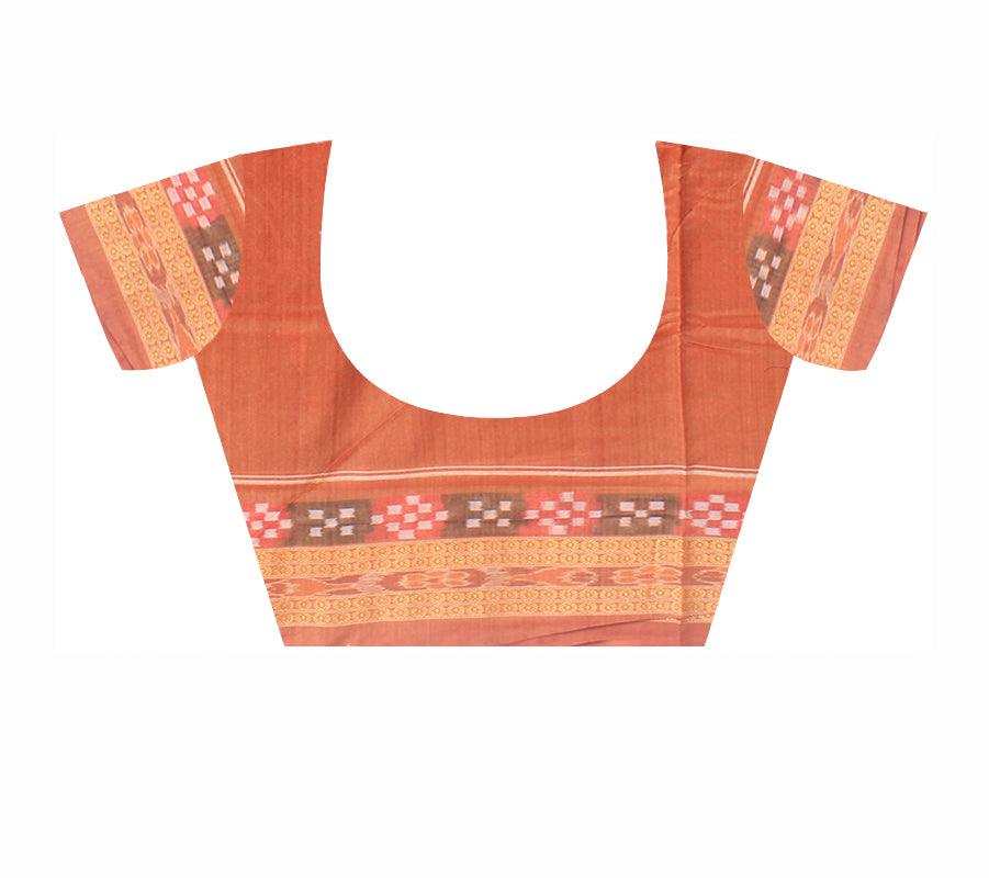 Dhadi sapta sambalpuri  cotton saree in maroon  and salmon color, with blouse piece. - Koshali Arts & Crafts Enterprise