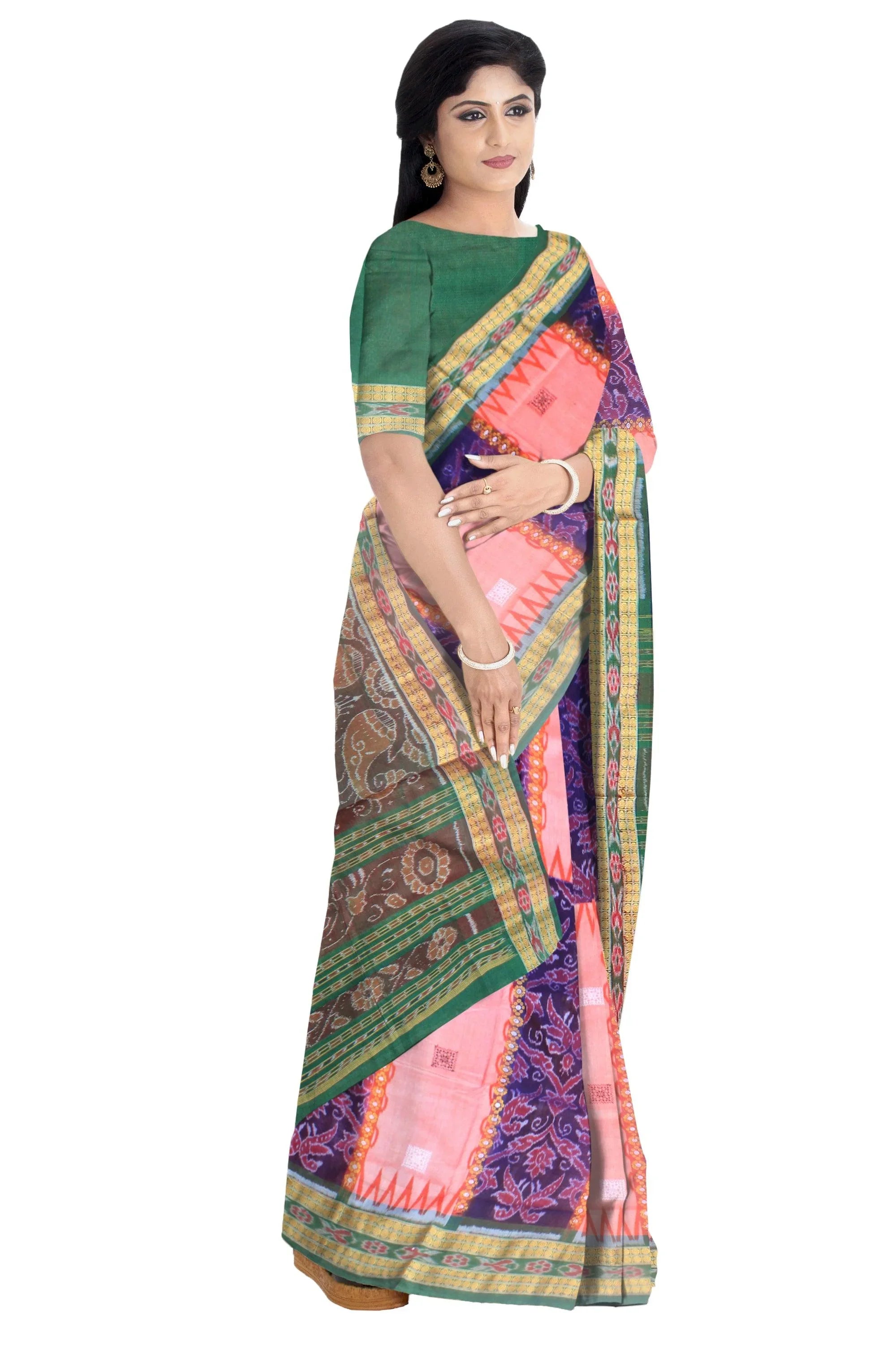 3D color of sambalpuri ikat design saree with blouse piece. - Koshali Arts & Crafts Enterprise