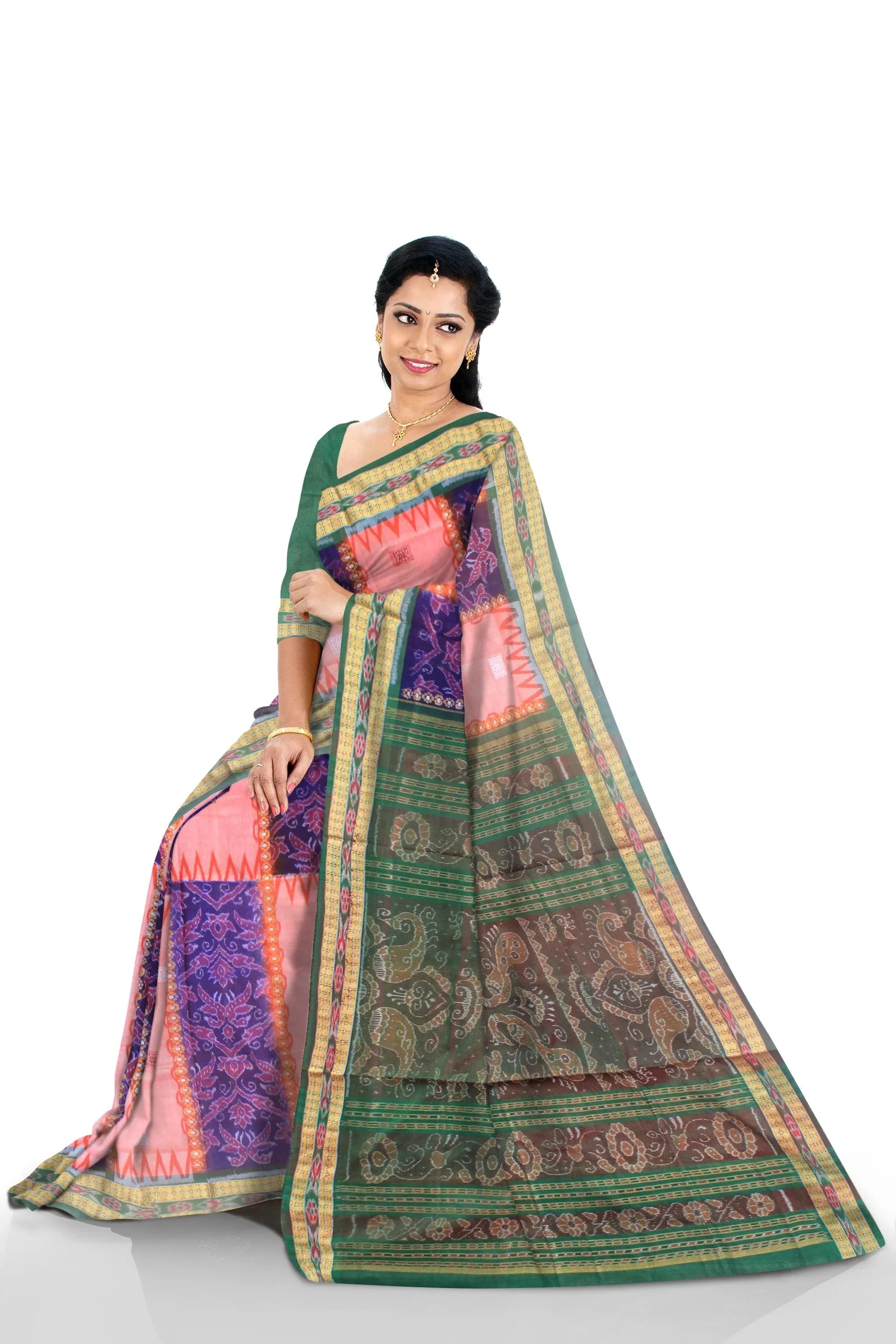 3D color of sambalpuri ikat design saree with blouse piece. - Koshali Arts & Crafts Enterprise