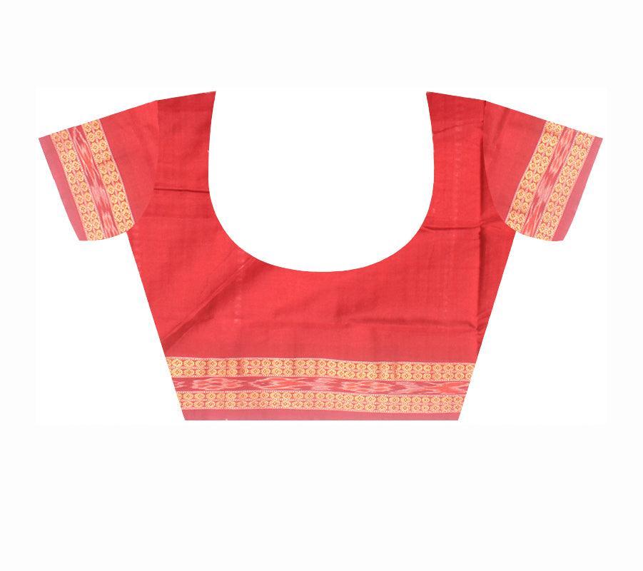Yellow and maroon color sambalpuri cotton saree with blouse piece. - Koshali Arts & Crafts Enterprise