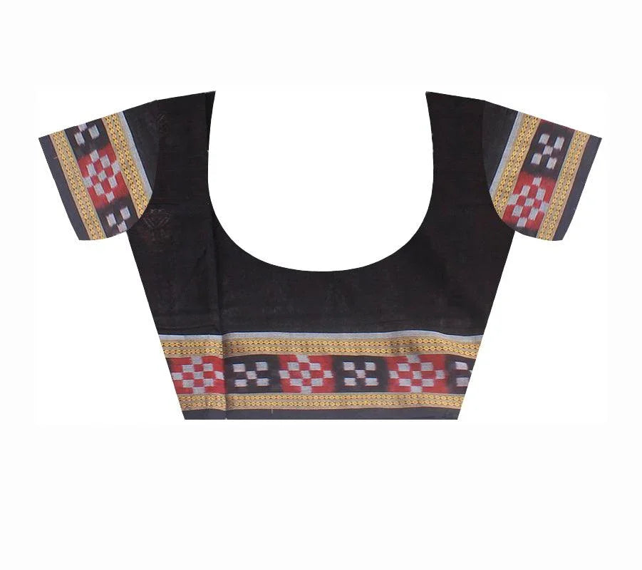Latest Design of pasapali sambalpuri cotton saree in maroon and black color,with blouse piece. - Koshali Arts & Crafts Enterprise