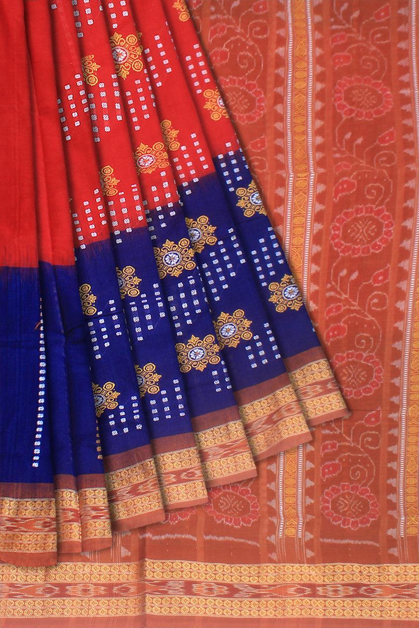 3D color sambalpuri cotton saree , with blouse piece. - Koshali Arts & Crafts Enterprise