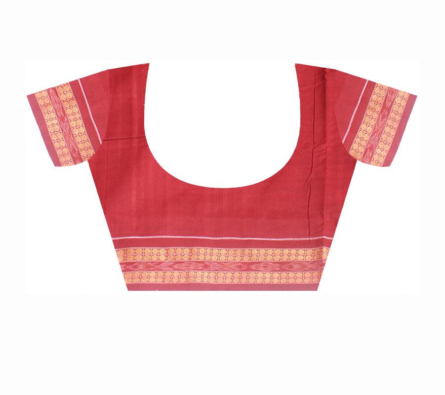 Nartaki design sambalpuri cotton saree in blue and maroon color , with blouse piece. - Koshali Arts & Crafts Enterprise