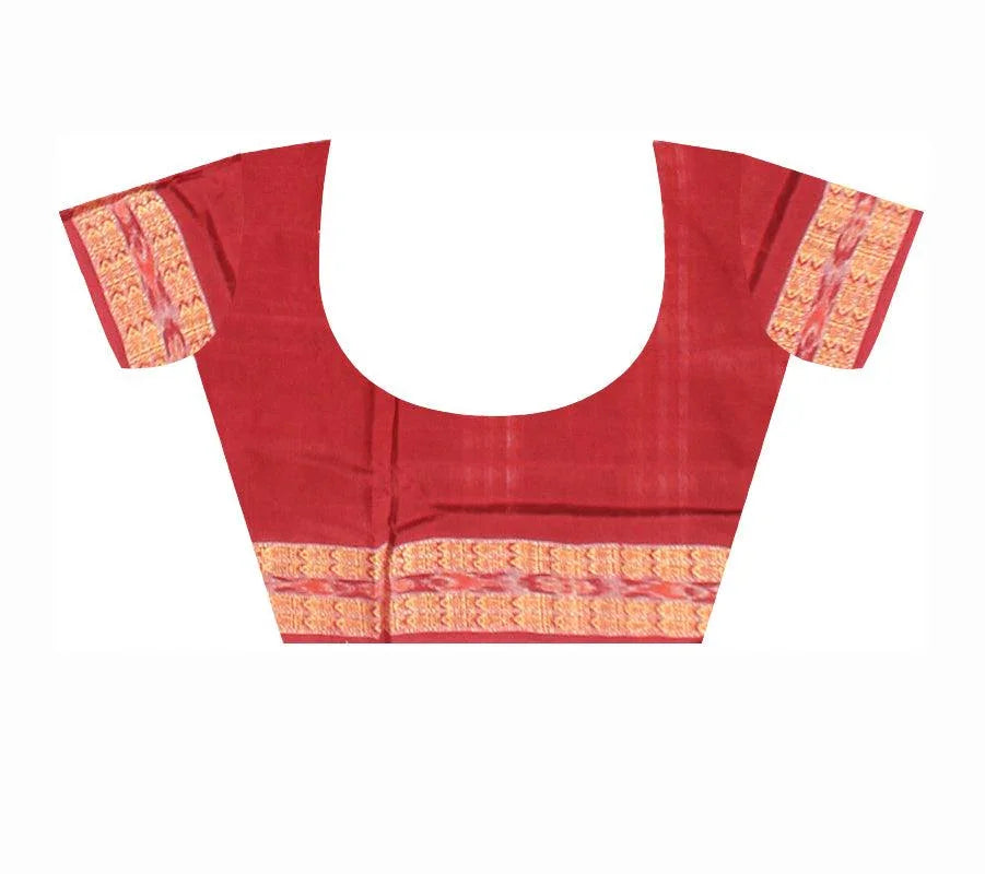 Bandha design of Samblpuri cotton saree in blue and maroon color, with blouse piece. - Koshali Arts & Crafts Enterprise