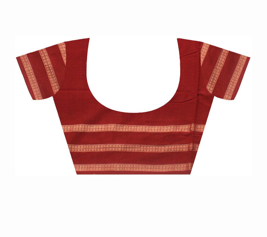 MEHENDI AND MAROON COLOR BANDHA DESIGN COTTON SAREE, WITH BLOUSE PIECE. - Koshali Arts & Crafts Enterprise