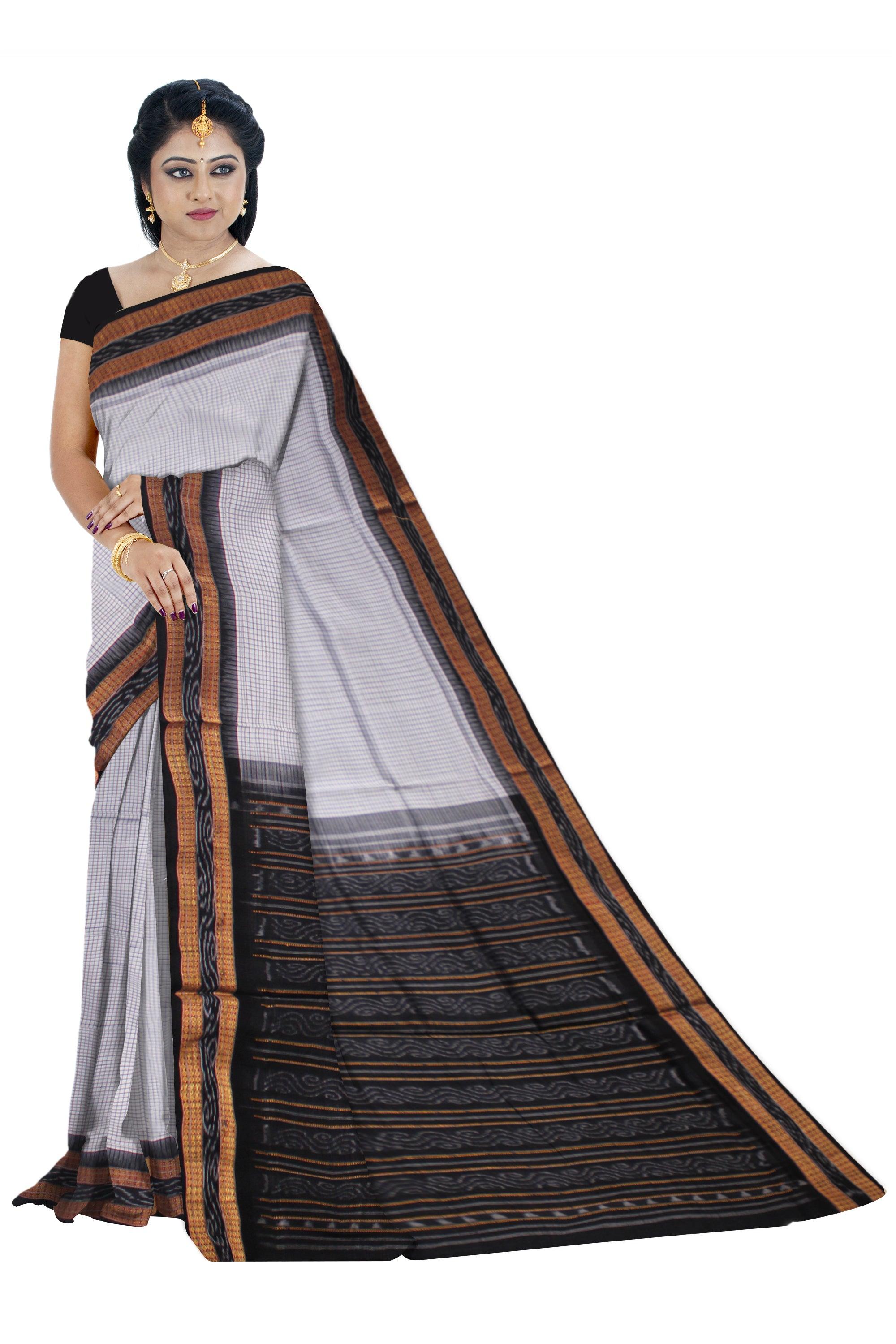WHITE COLOR SACHIPUR SAREE LOOK ROYAL BASE ,   WITH OUT BLOUSE PIECE. - Koshali Arts & Crafts Enterprise