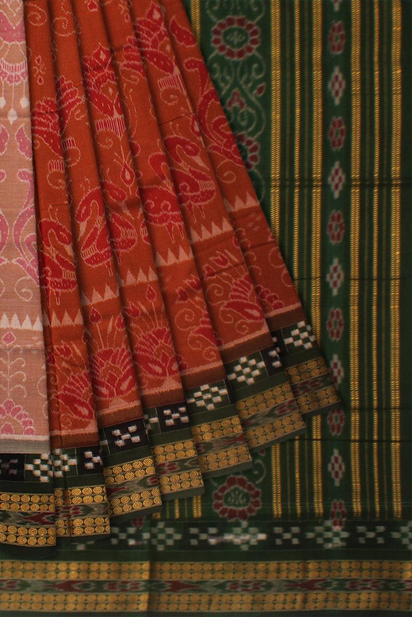 BODY MAYURI PRINT PURE COTTON SAREE IN 3D COLOR BASE, ATTACHED WITH BLOUSE PIECE. - Koshali Arts & Crafts Enterprise