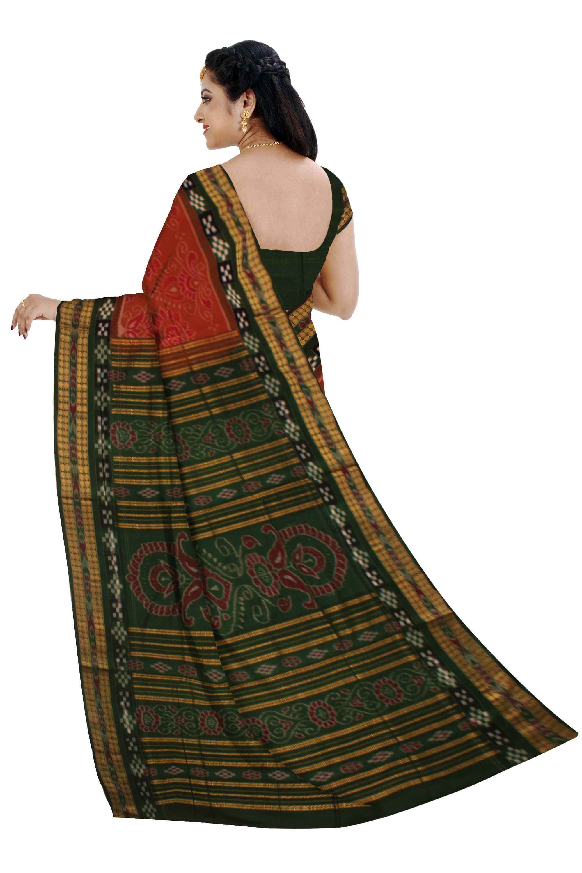 BODY MAYURI PRINT PURE COTTON SAREE IN 3D COLOR BASE, ATTACHED WITH BLOUSE PIECE. - Koshali Arts & Crafts Enterprise