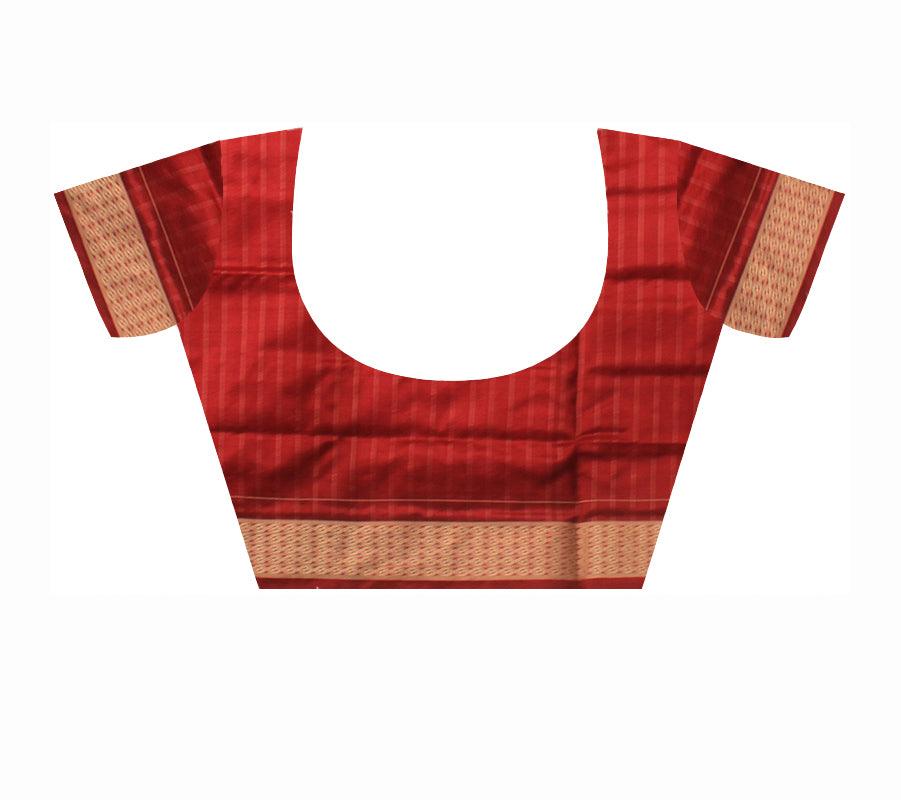 RED COLOR PASAPALI PURE PATA SAREE WITH BLOUSE PIECE. - Koshali Arts & Crafts Enterprise
