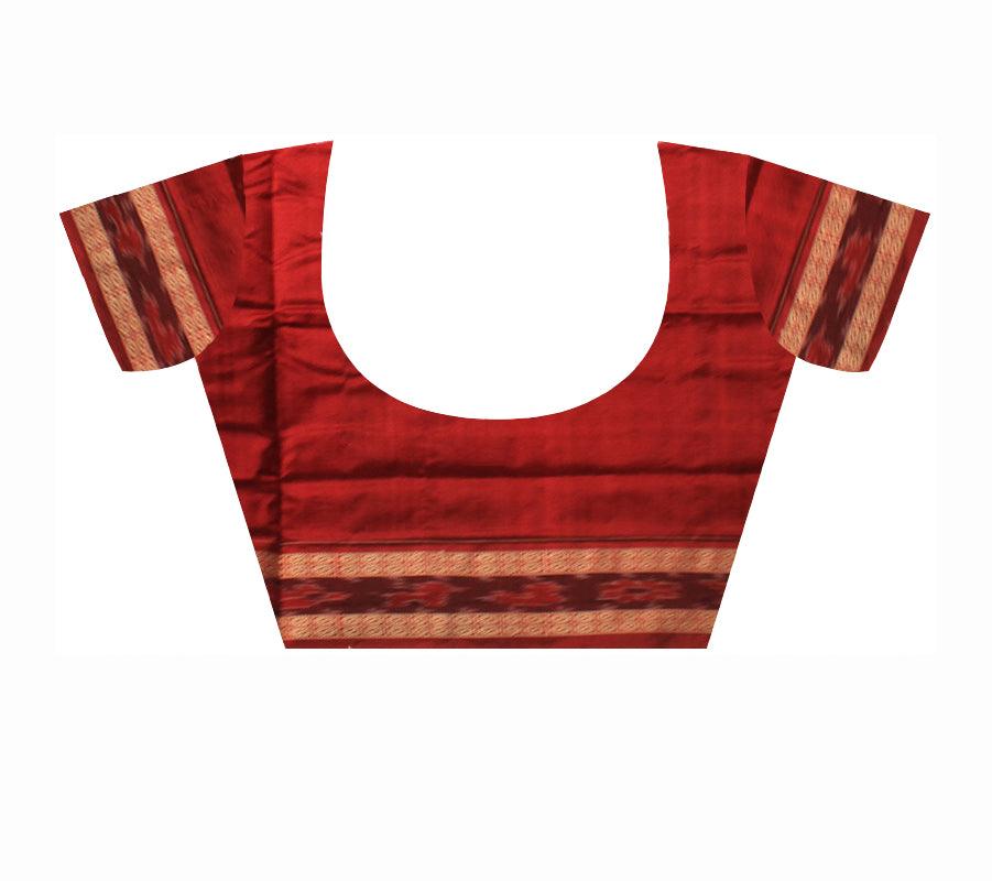 BLUE, RED AND WHITE COLOR BIG PASAPALI DESIGN PATA SAREE, ATTACHED WITH BLOUSE PIECE. - Koshali Arts & Crafts Enterprise