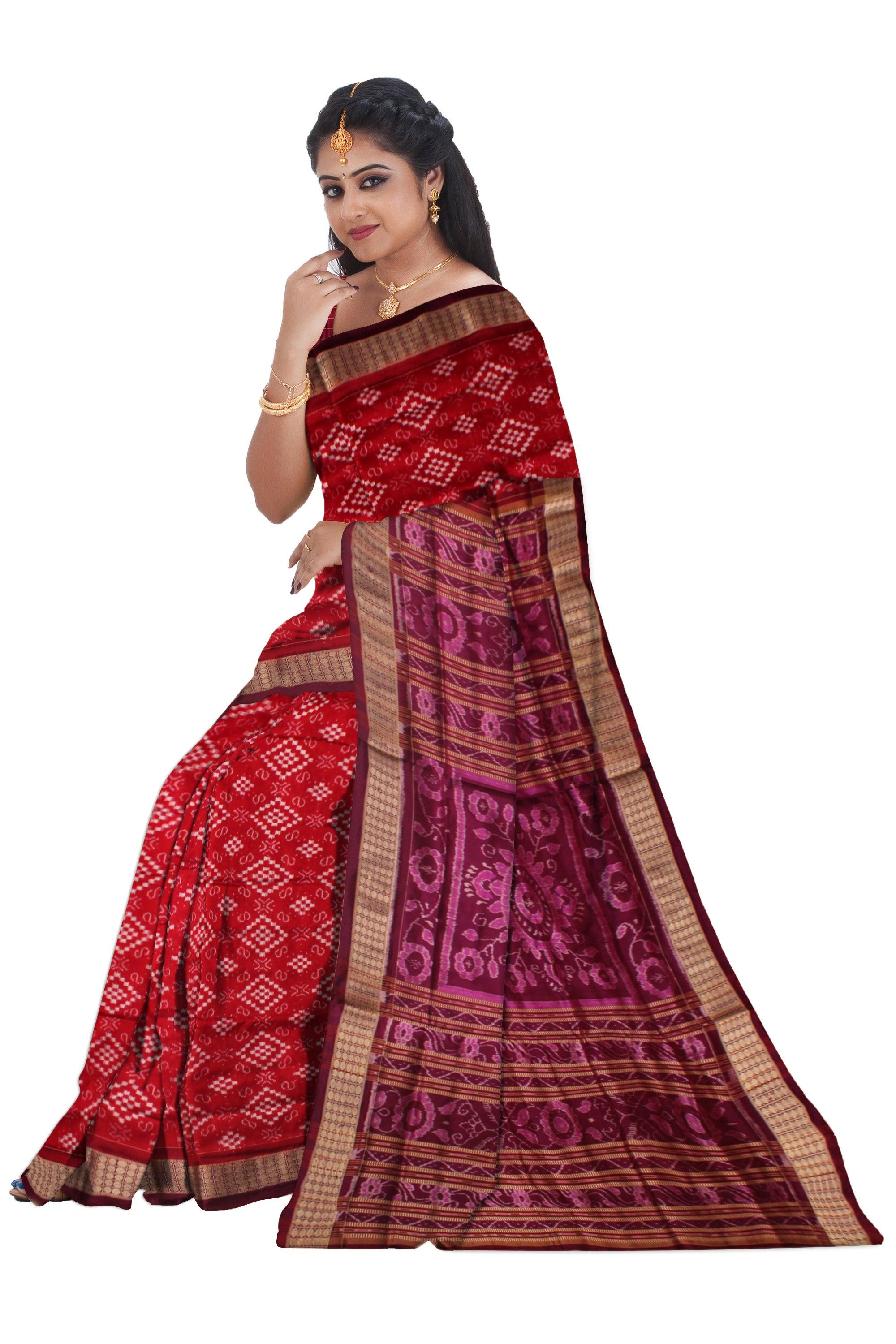 LATEST COLLECTION MAROON AND PURPLE COLOR PURE PASAPALI PATA SAREE , COMES WITH BLOUSE PIECE. - Koshali Arts & Crafts Enterprise