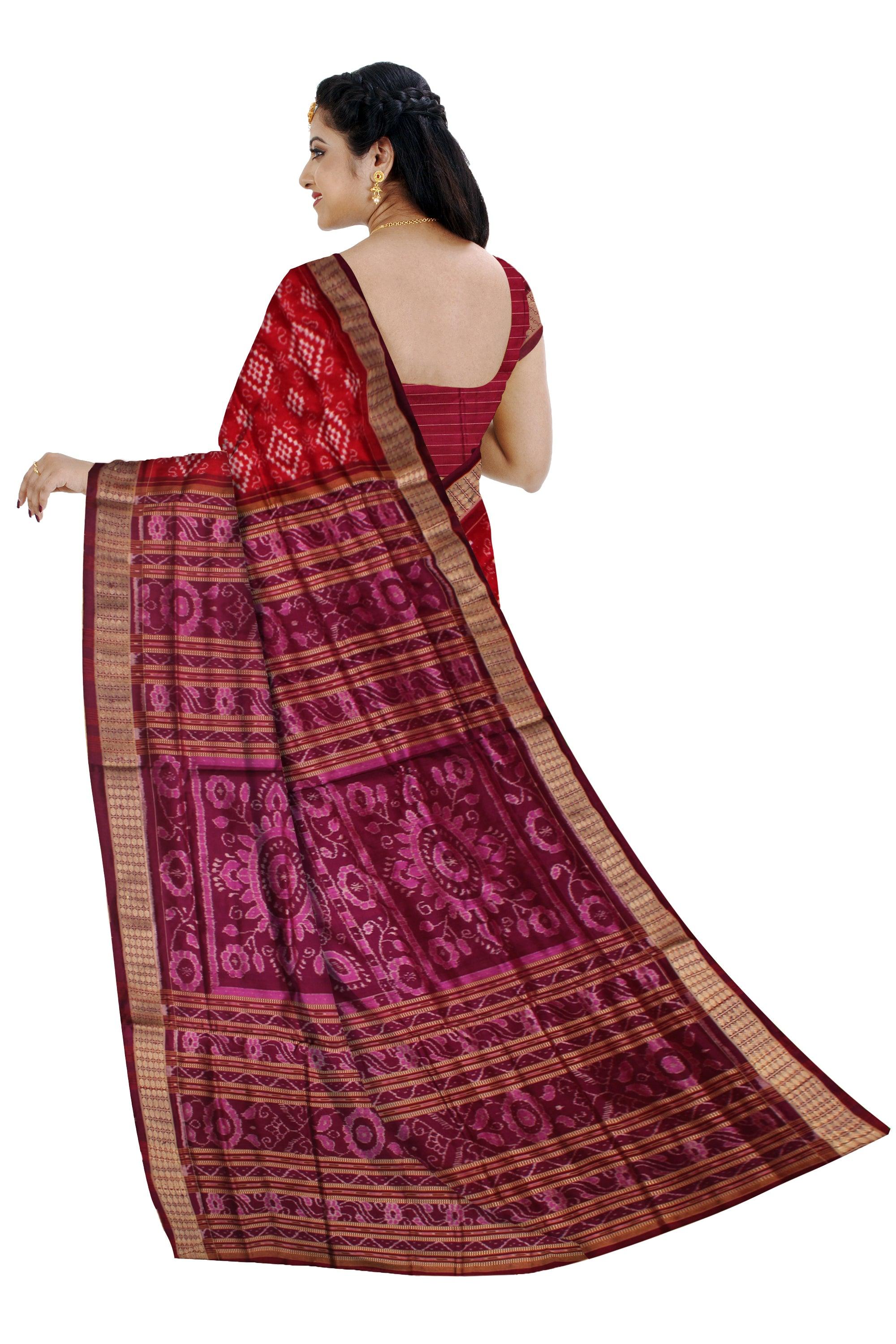 LATEST COLLECTION MAROON AND PURPLE COLOR PURE PASAPALI PATA SAREE , COMES WITH BLOUSE PIECE. - Koshali Arts & Crafts Enterprise