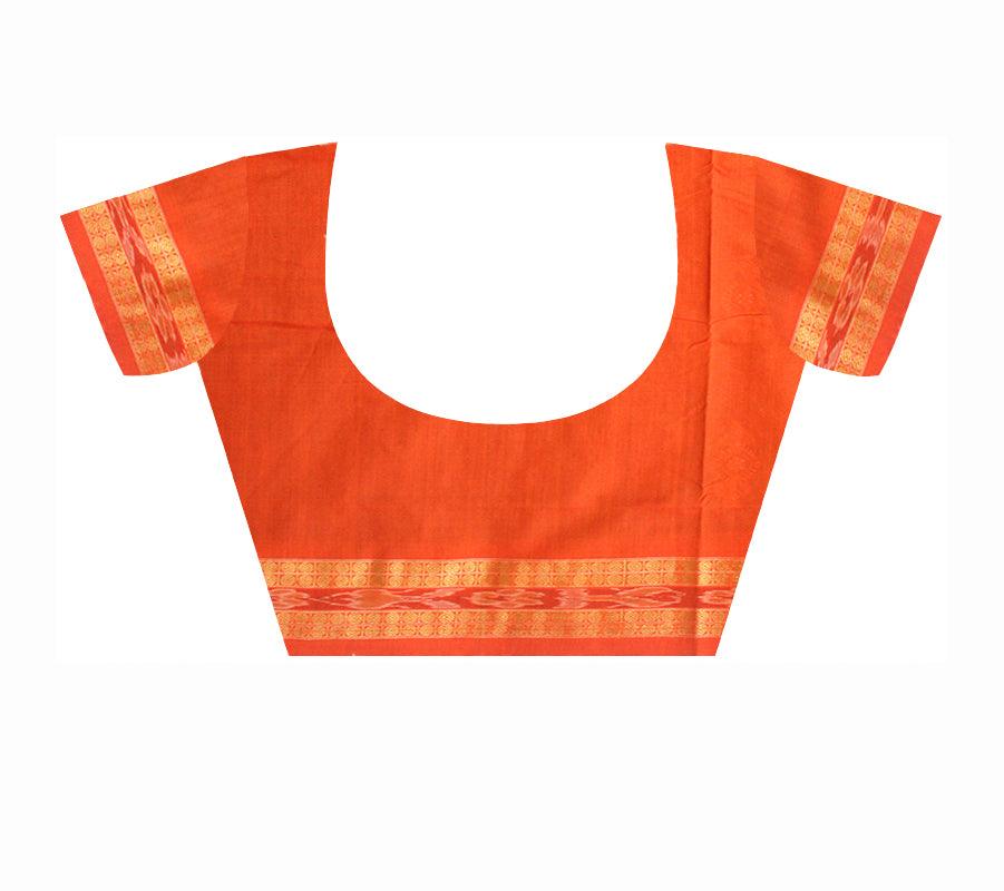 LATEST PEACOCK DESIGN IN BLACK AND ORANGE COLOR COTTON SAREE AVAILABLE WITH BLOUSE. - Koshali Arts & Crafts Enterprise