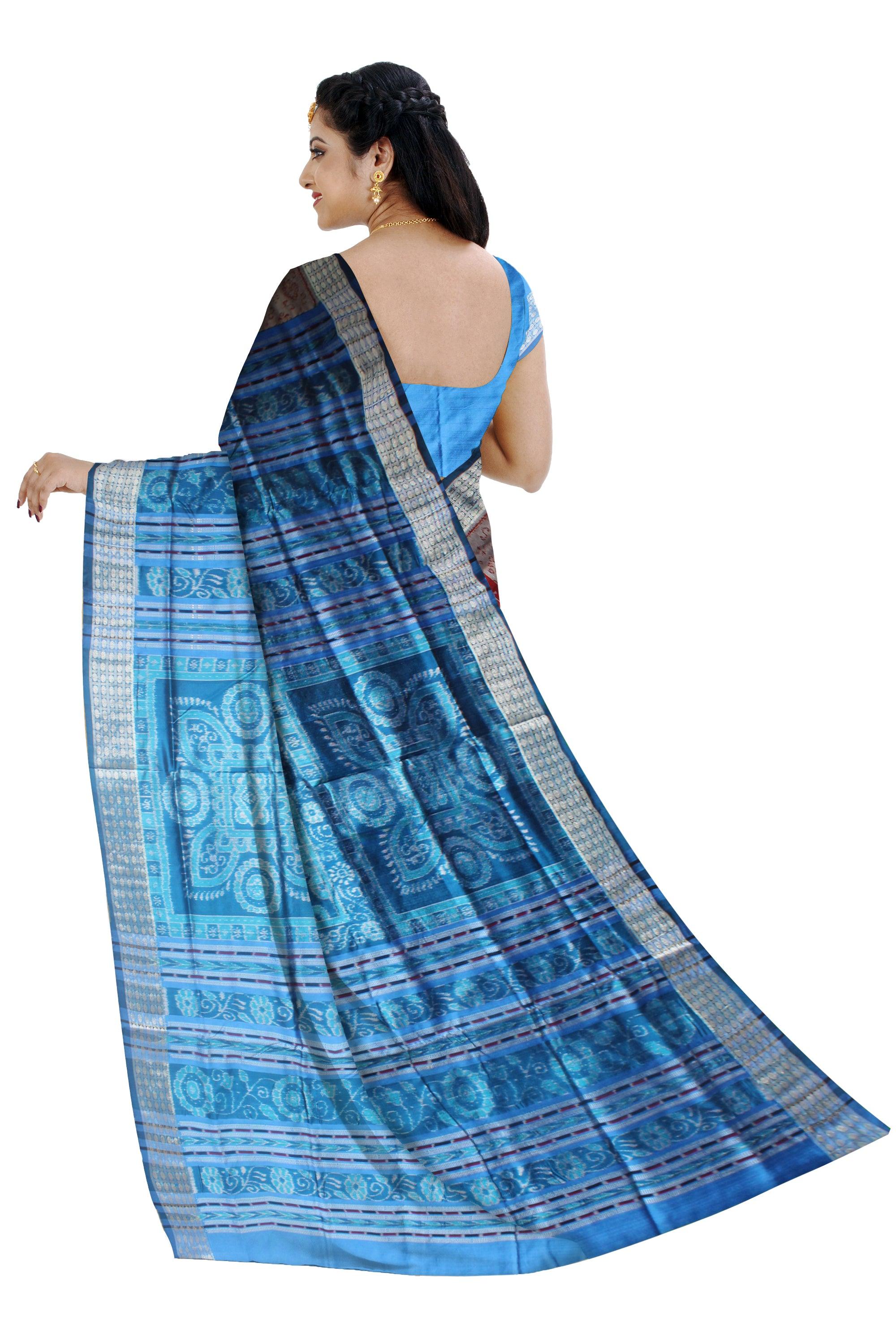 LATEST NEW TERRACOTTA BASED PATA SAREE IN GREY,  MAROON AND SKY COLOR, AVAILABLE WITH BLOUSE PIECE. - Koshali Arts & Crafts Enterprise