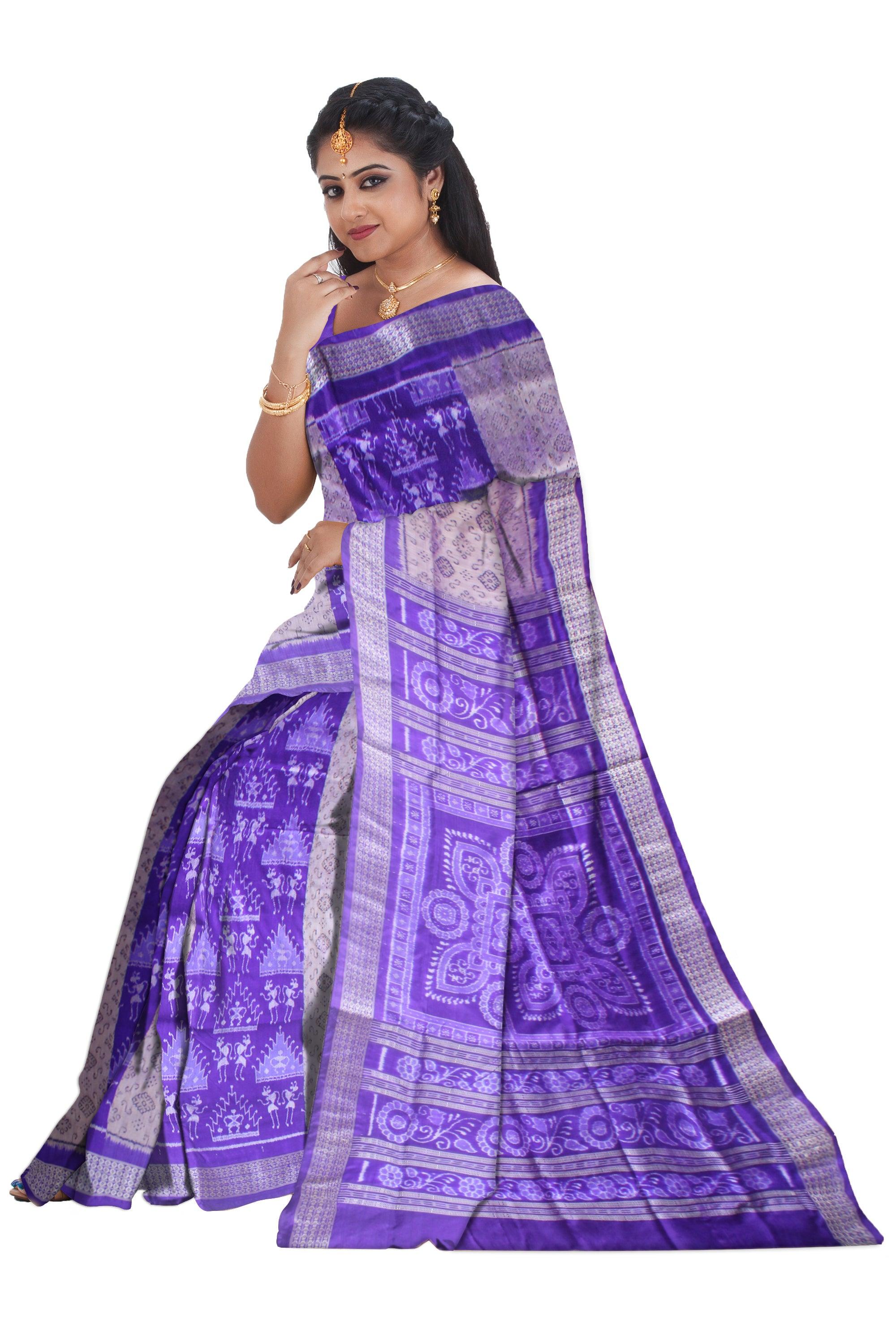 LATEST NEW TERRACOTTA BASED PATA SAREE IN PUPLE AND GREY AVAILABLE WITH BLOUSE . - Koshali Arts & Crafts Enterprise