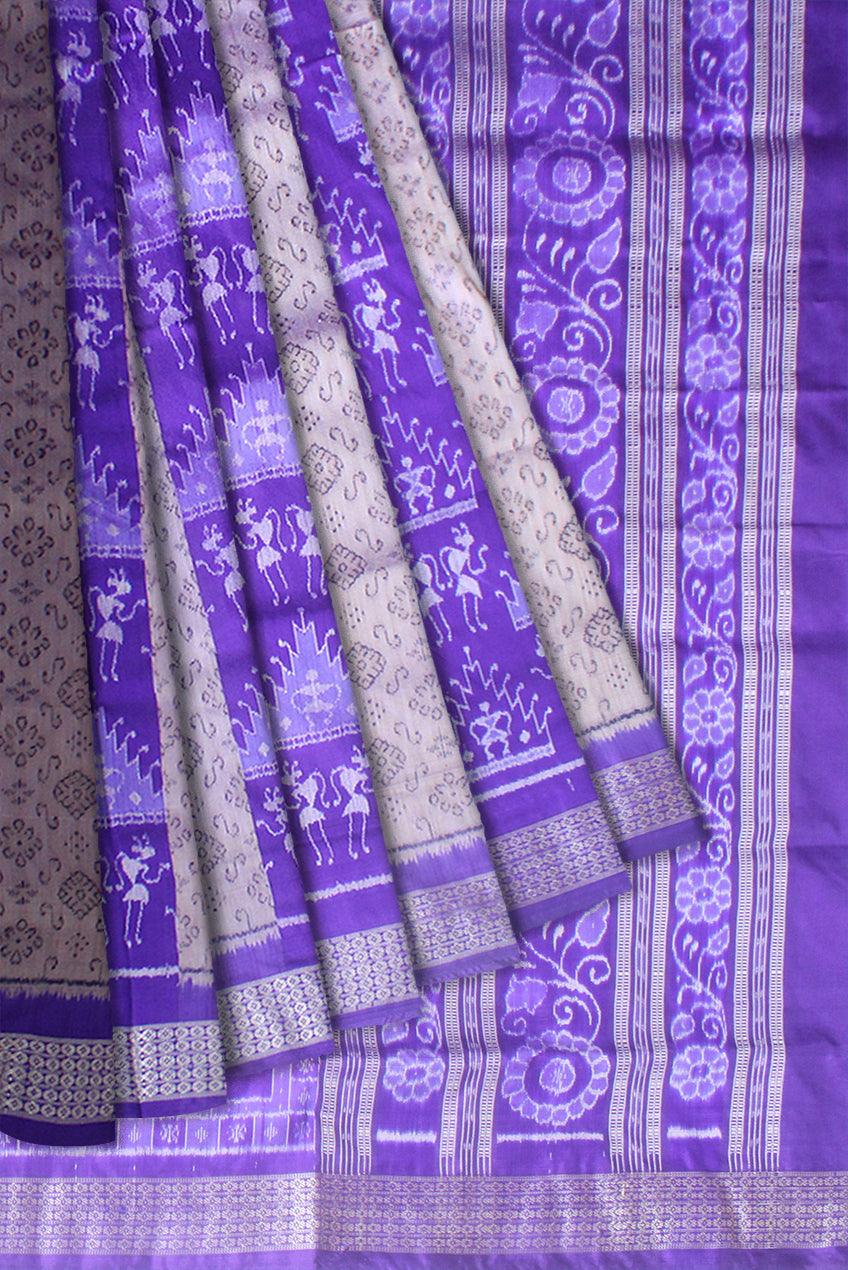 LATEST NEW TERRACOTTA BASED PATA SAREE IN PUPLE AND GREY AVAILABLE WITH BLOUSE . - Koshali Arts & Crafts Enterprise