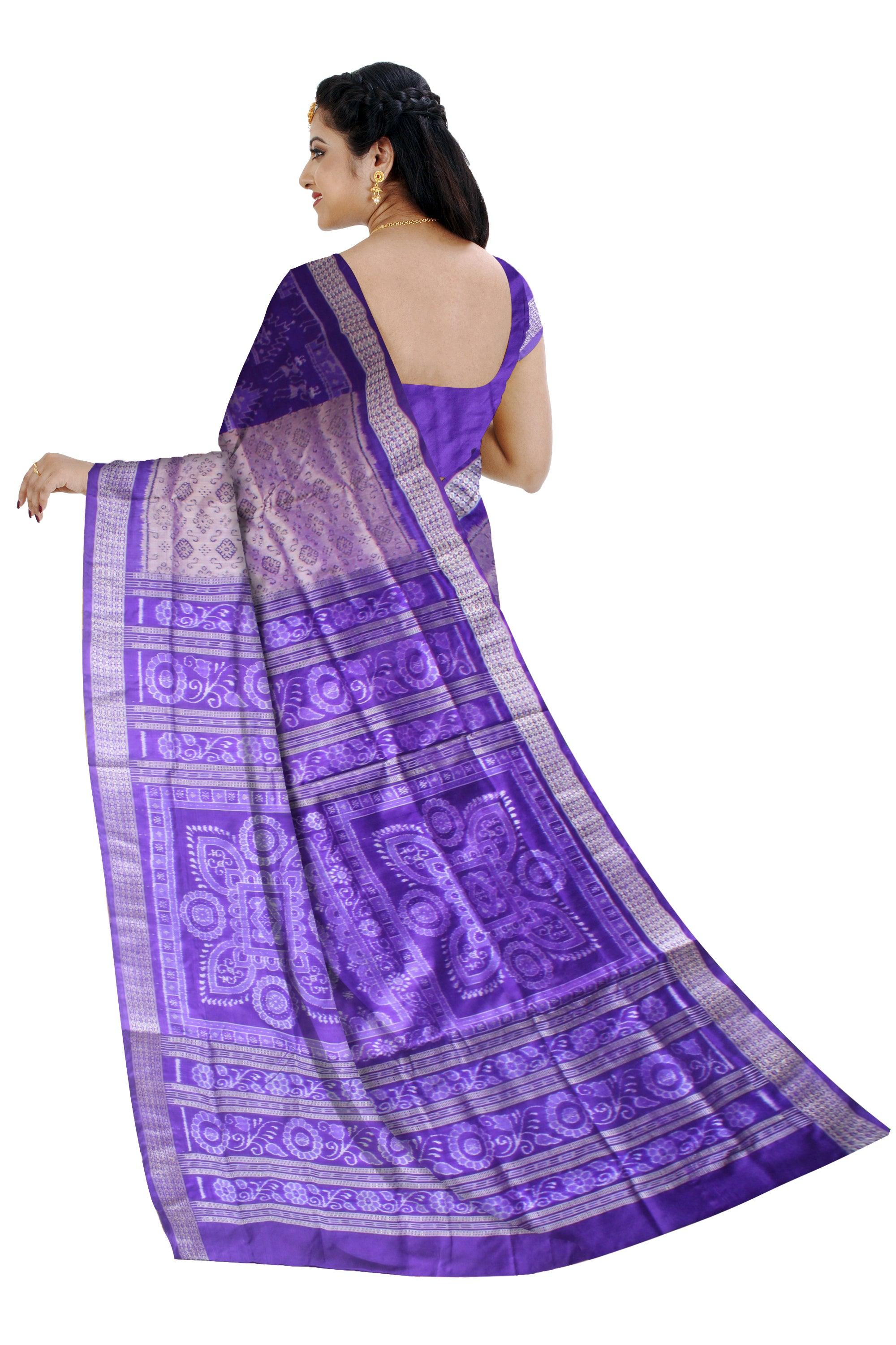 LATEST NEW TERRACOTTA BASED PATA SAREE IN PUPLE AND GREY AVAILABLE WITH BLOUSE . - Koshali Arts & Crafts Enterprise