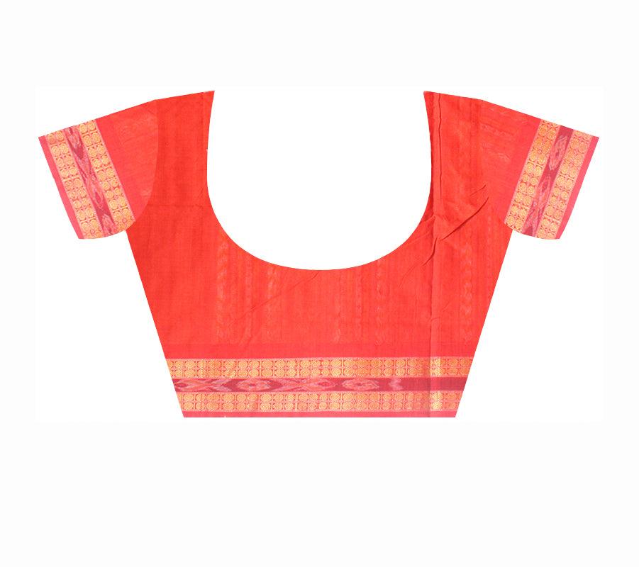 A BEAUTIFUL COTTON SAREE IN TRADITIONAL PATTERN WITH BLACK AND RED COLOUR , AVAILABLE WITH BLOUSE PIECE. - Koshali Arts & Crafts Enterprise