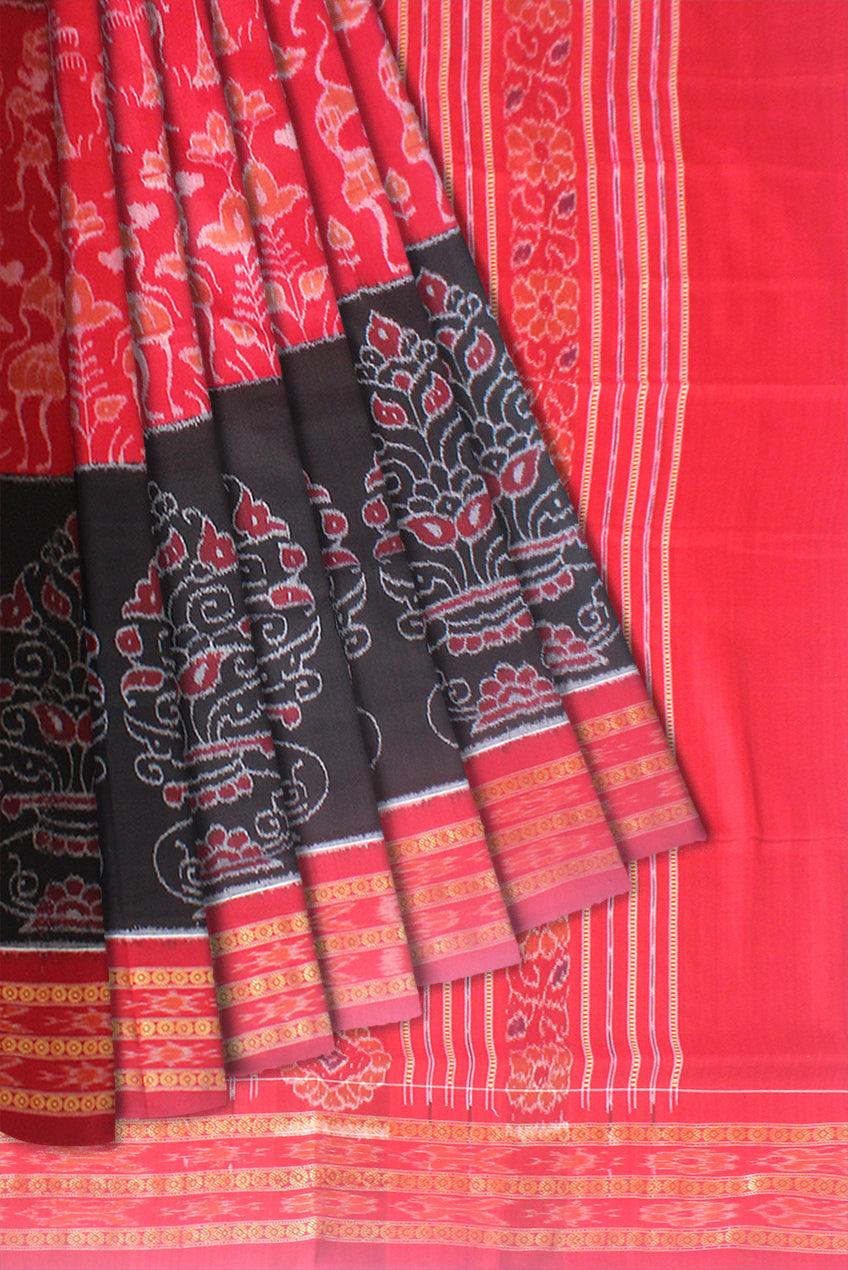 NEW COLECTION TERRACOTTA BASED PURE COTTON SAREE IN BLACK AND RED COLOUR AVAILABLE WITH BLOUSE . - Koshali Arts & Crafts Enterprise