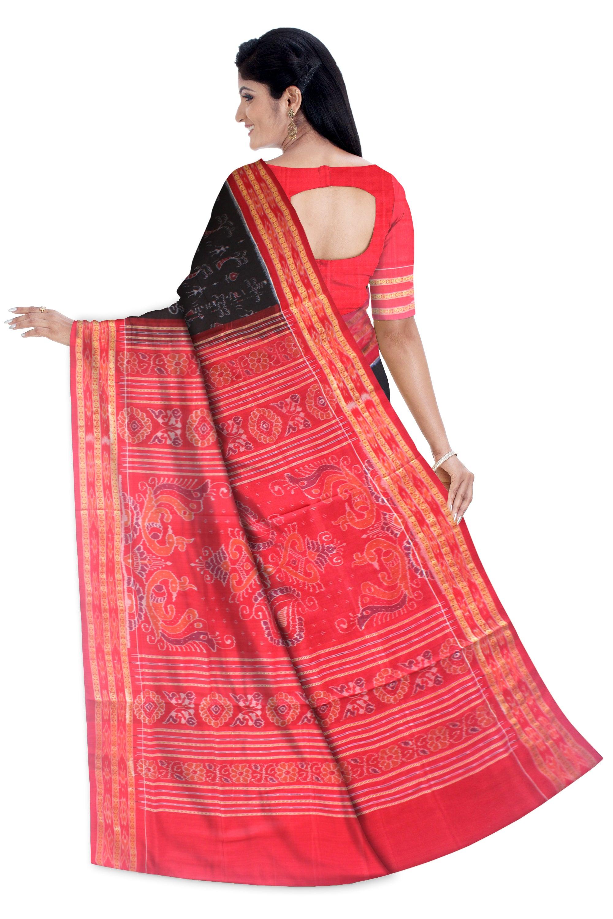 NEW COLECTION TERRACOTTA BASED PURE COTTON SAREE IN BLACK AND RED COLOUR AVAILABLE WITH BLOUSE . - Koshali Arts & Crafts Enterprise