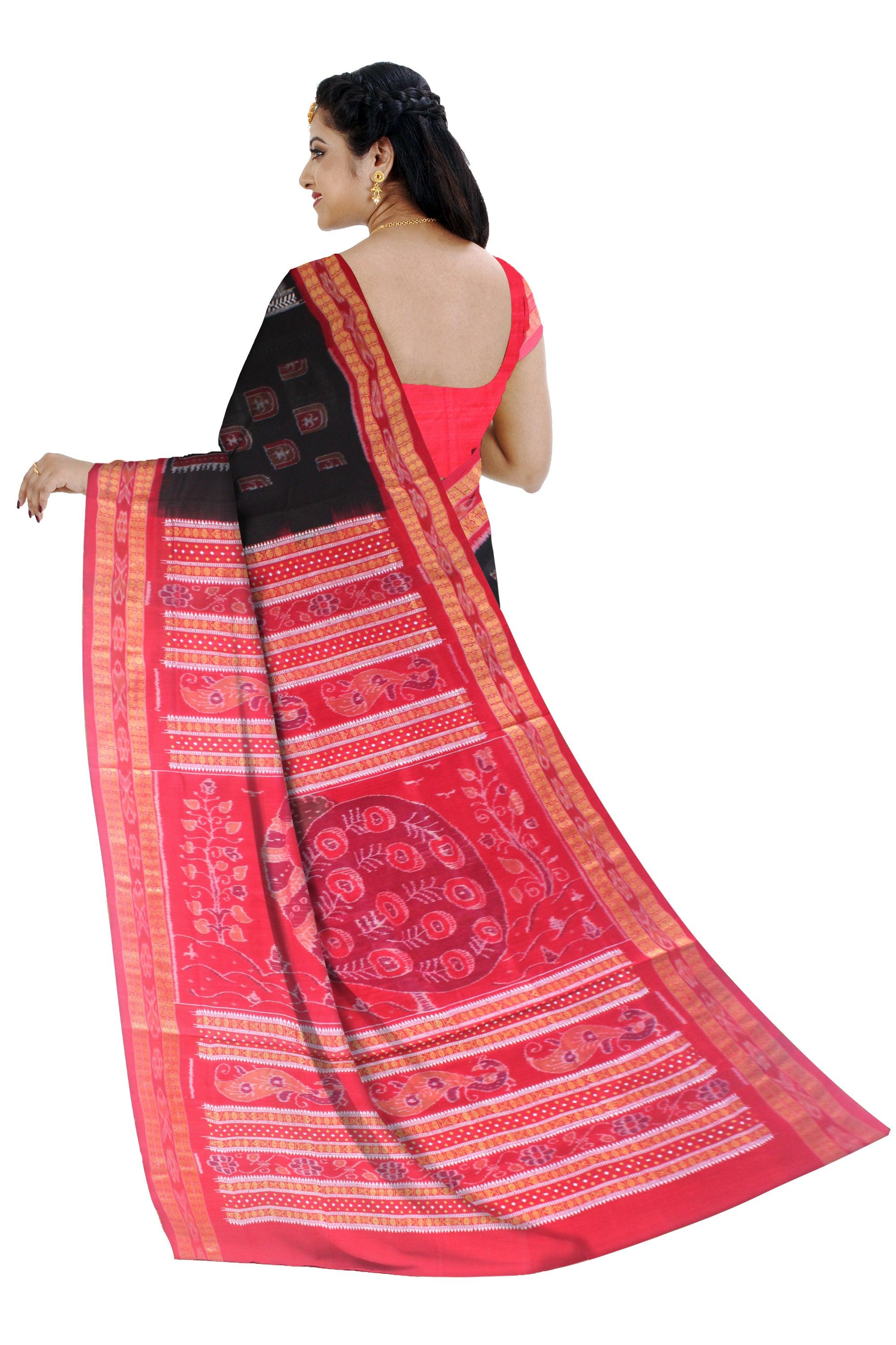 LATEST NEW PATTERN TERRACOTTA WITH TREE AND FLOWER BASED COTTON SAREE IN BLACK,WHITE AND RED AVAILABLE WITH BLOUSE . - Koshali Arts & Crafts Enterprise