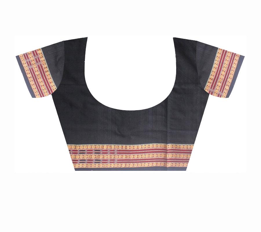 NEW TERRACOTTA PEACOCK AND TREE DESIGN SAMBALPURI COTTON SAREE IN RED,GREEN AND BLACK COLOR, AVAILABLE WITH BLOUSE PIECE. - Koshali Arts & Crafts Enterprise