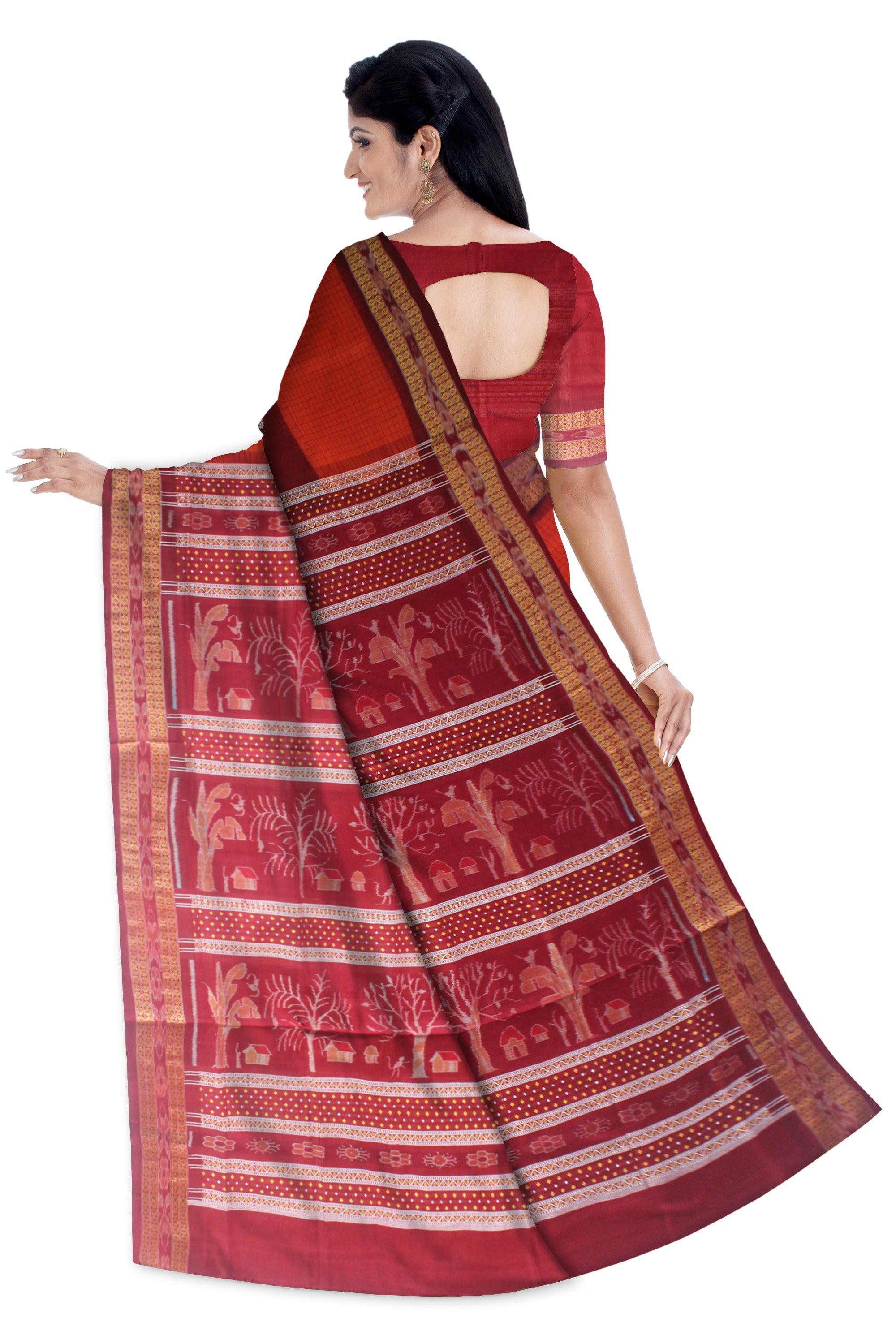 NEW COLLECTION PEACOCK DESIGN WITH BOOTY PATTERN COTTON SAREE IN MAROON AND RED COLOR, AVAILABLE WITH BLOUSE. - Koshali Arts & Crafts Enterprise