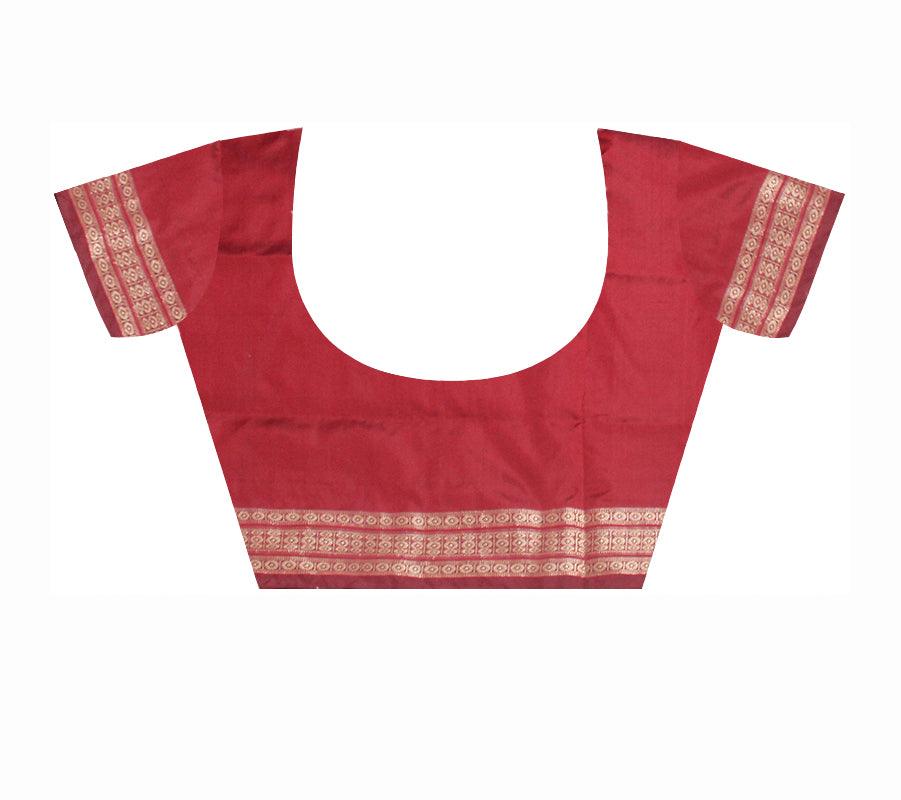 Pink Color  Mix Pata saree in bomkai pattern and Flower in Body  with blouse piece. - Koshali Arts & Crafts Enterprise